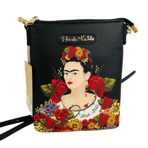 NEW Frida Kahlo Floral Portrait Collection Crossbody Purse Handbag Bag Black NWT
